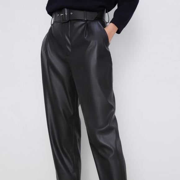 Zara Pants - Zara Belted Faux Leather Pants